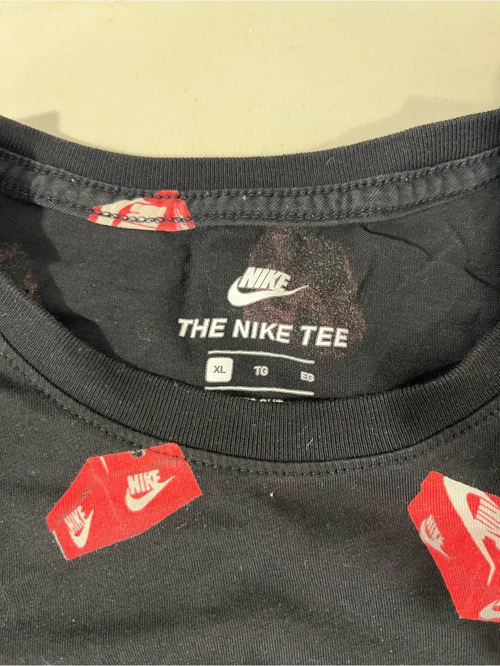 Nike Black Crewneck Tee with Red Box Print